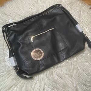 NWT Fresh & Floral Casual Goingout Faux Leather 2 in 1 Backpack Tote‎ Bag Black